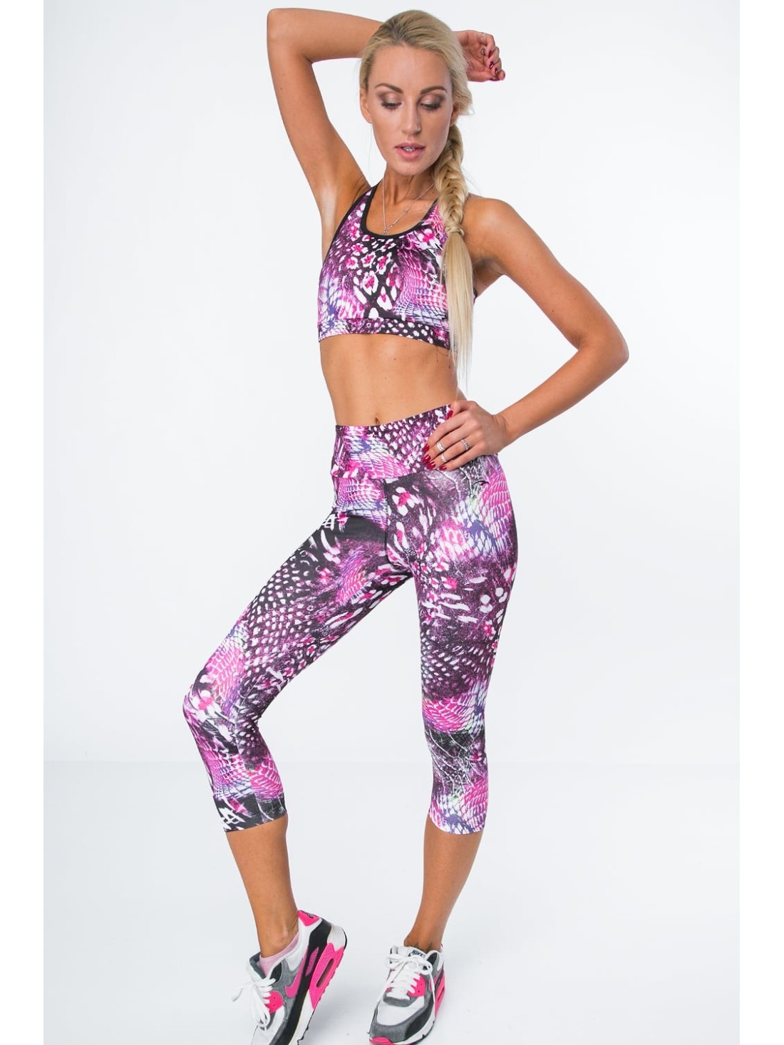 3/4 multicolor/amaranth leggings MR15486 - Online store - Boutique